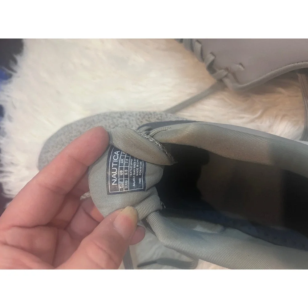 🤯3/$15 Nautica Women Gray Knit Lace Up Athletic Sneakers Shoes‎ Size 9.5